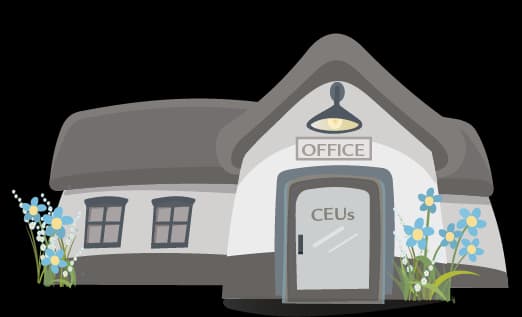 Illustrated office in the Positive Behavior Academy village